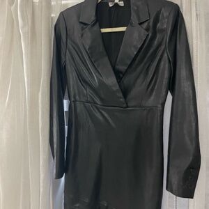 Faux leather dress with side zip